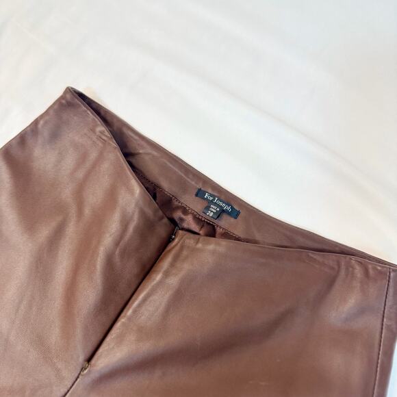 For Joseph Women’s Brown Leather Pants Size 28 High Rise Straight Leg Vtg - Picture 10 of 16